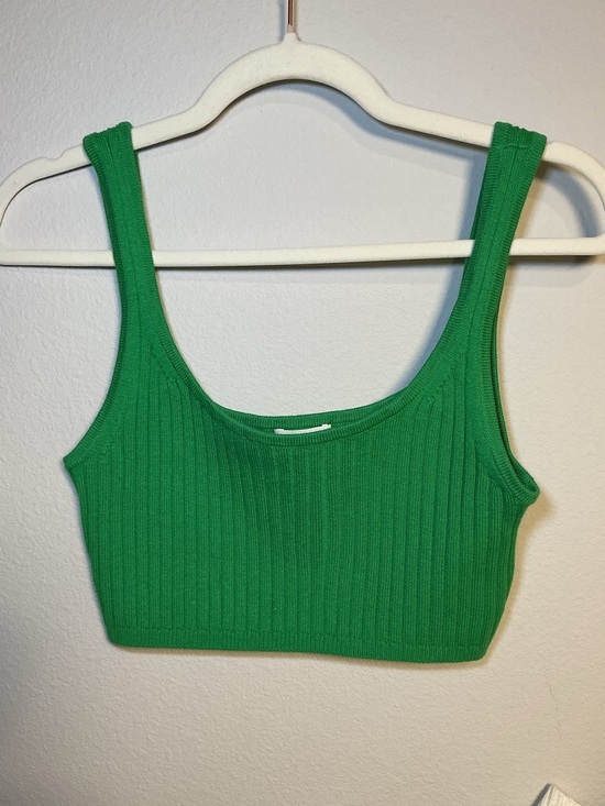 Wilfred Tops - Wilfred Green Ribbed Crop Tank Top - Women